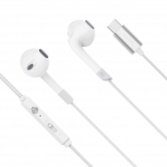 Slúchadlá do uší s mikrofónom pre USB-C Kruger&Matz C2 biele