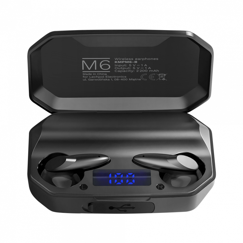 Kruger&Matz M6 Bluetooth sluchátka do uší s power bankou - černá
