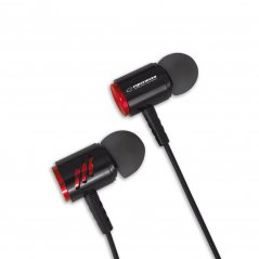 EH207KR Kovové slúchadlá do uší Esperanza s mikrofónom čierno-červené