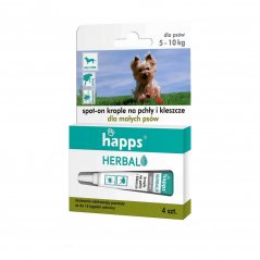 Kvapky proti blchám a kliešťom pre malé psy Happs Herbal