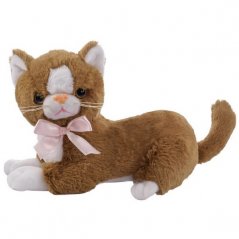 Plyšová hračka hnedá mačka Flico s mašľou 34 cm