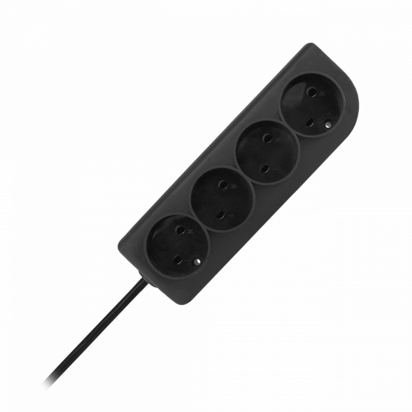 Prodlužovací kabel 2x1mm bez uzemnění 4 zásuvky 3m černý PSN-43-2