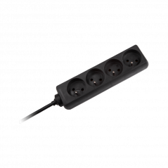 Predlžovací kábel Rebel čierny 4 zásuvky bez prepínača, kábel 5 m (3x1,5 mm)