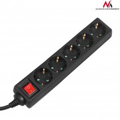 Maclean Predlžovací kábel, predlžovací kábel s 5 zásuvkami a vypínačom, čierny, nemecký typ, 3500 W, 5 m, MCE227G
