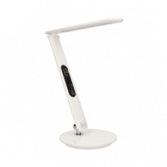 Stolná lampa CRYSTAL LED 6,5W s budíkom, senzorom pohybu a nabíjačkou USB biela